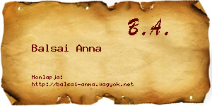 Balsai Anna névjegykártya