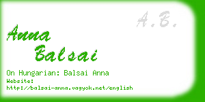 anna balsai business card